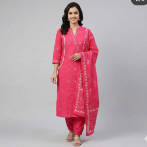 Pure Cotton 3 Pc A-Line Kurti Set
