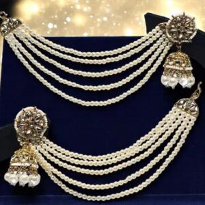 Jhumka with matal in pearl