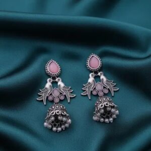 Oxidised bird drop earring