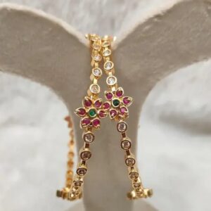 AD stone bangle with white and red stones