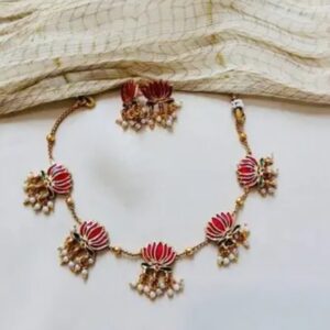 Lotus necklace with earring