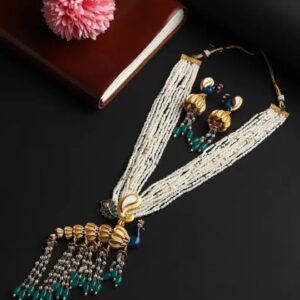 Pearl kemo beads mala with peacock pendant