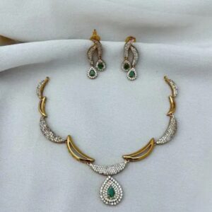 AD stone elegant neckalce with green stone
