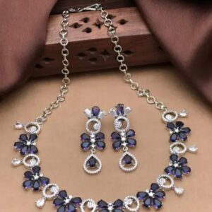 Silver plated blue stone necklace